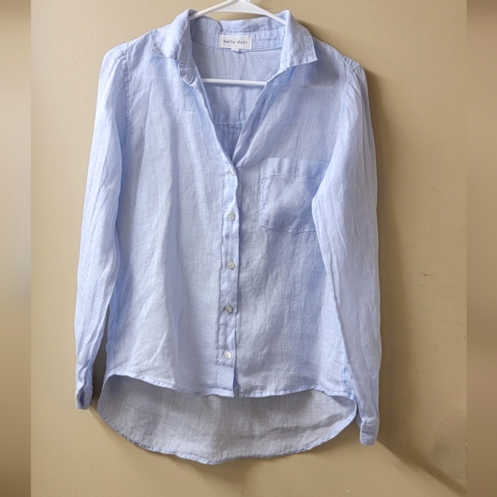 Bella Dahl Linen Pocket Button Down In Perennial Blue XS - Picture 10 of 10